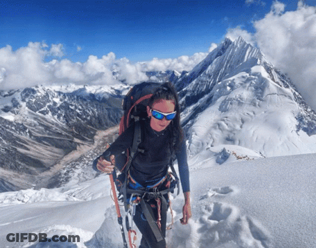 Mountain Climbers Breath Taking View GIF