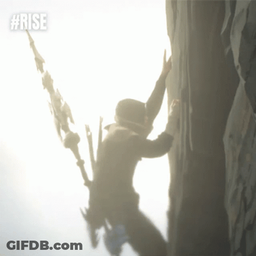 Mountain Climbers On A Foggy Day GIF