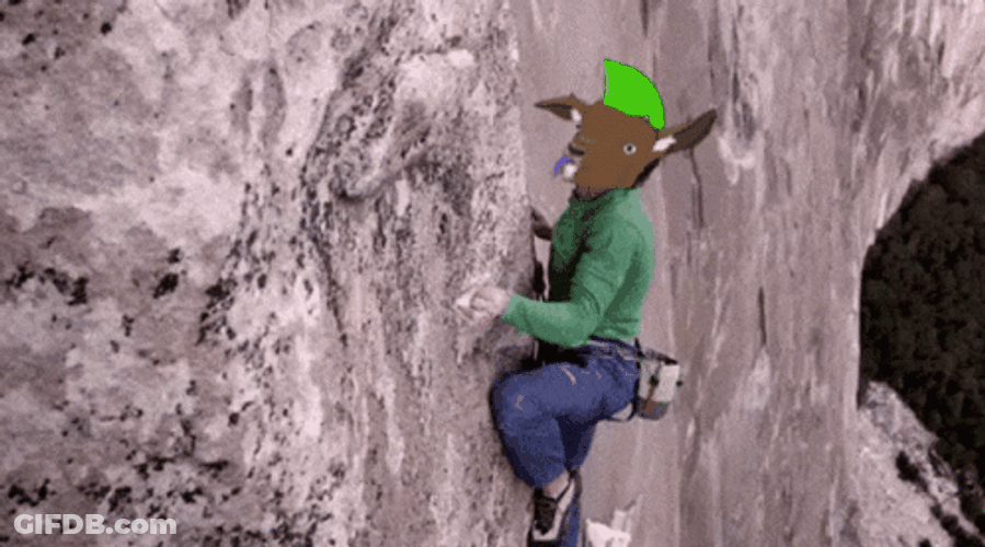 Mountain Climbers On Stiff Rocks GIF