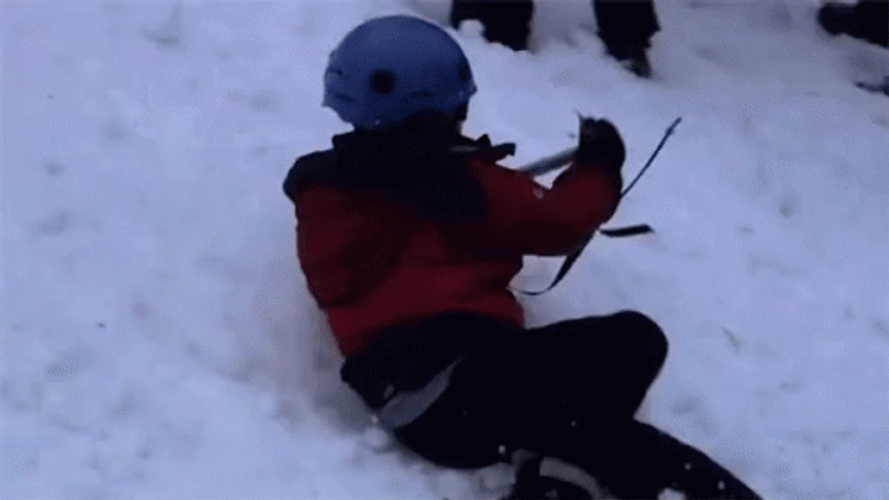 Mountain Climbers Sliding On Snow GIF