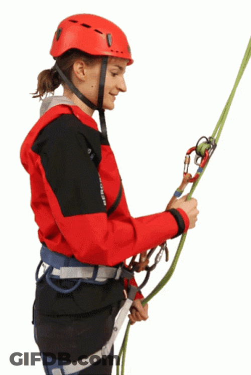 Mountain Climbers Testing Out Harness GIF