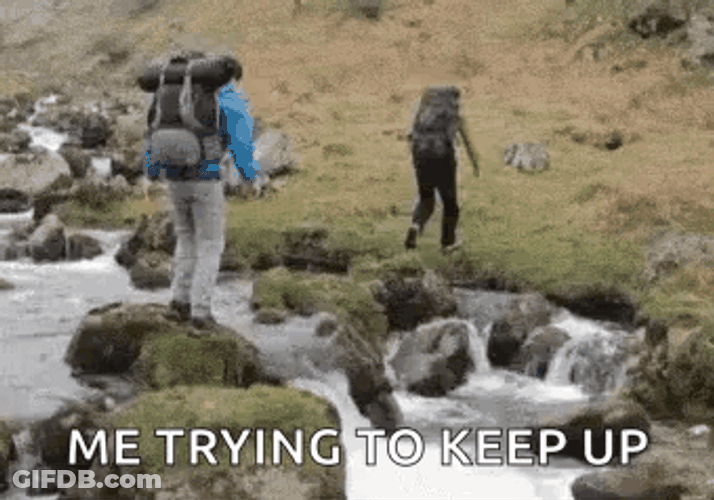 Mountain Climbers Trying To Keep Up GIF