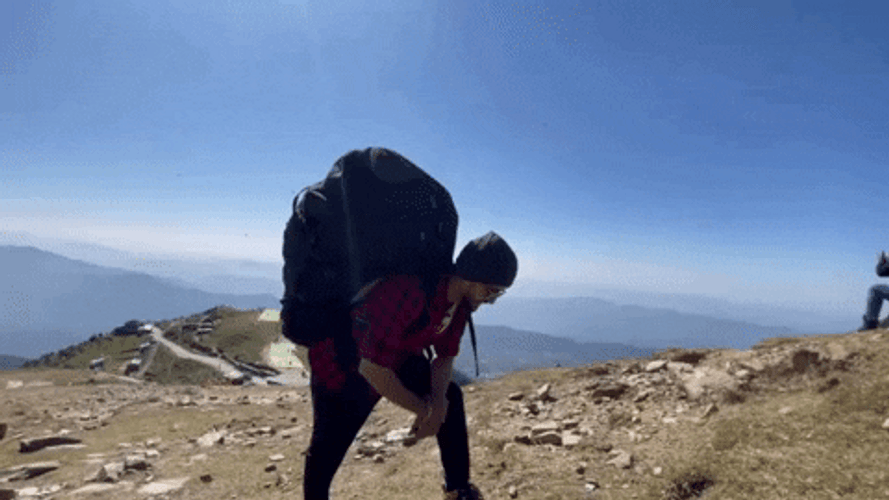 Mountain Hiking Taking A Breath GIF
