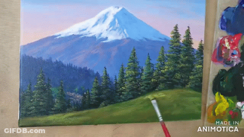 Mountain Surrounded By Trees Painting Animatica GIF