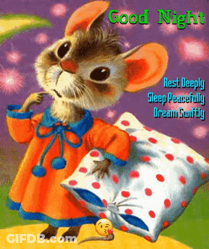 Mouse And Pillow Saying Good Night GIF