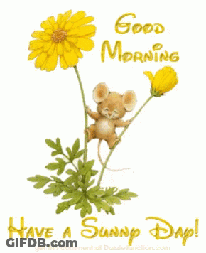 Mouse Hanging From Flower Good Morning Have Sunny Day GIF