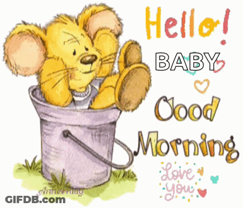 Mouse In Bucket Hello Baby Good Morning GIF