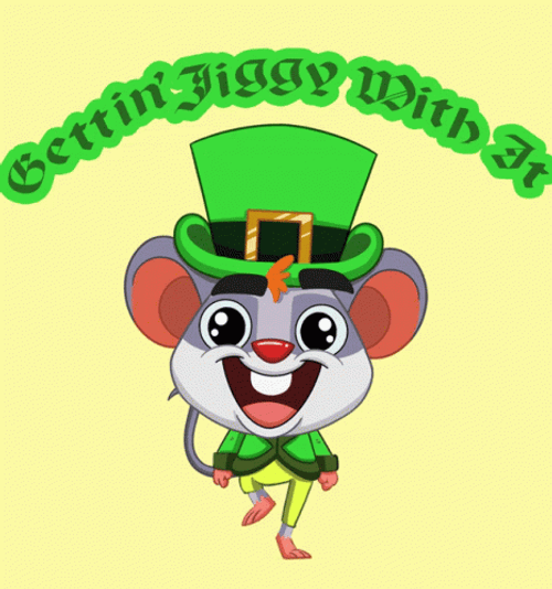 Mouse In Leprechaun Costume Doing Irish Jig GIF