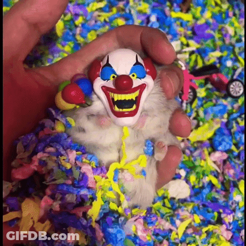 Mouse In Scary Halloween Clown GIF