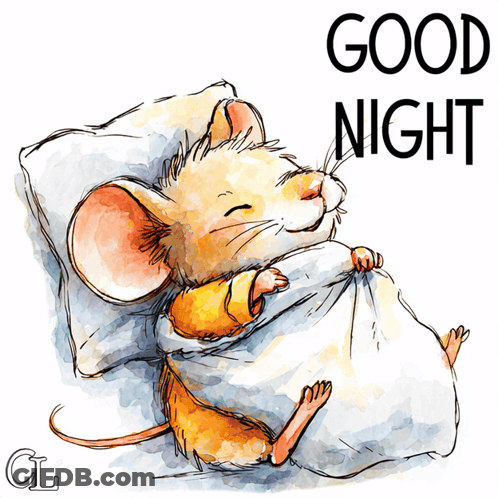 Mouse Sleeping Under Blanket Saying Good Night GIF