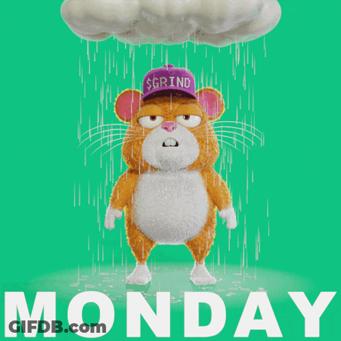 Mouse Wearing Purple Hat Saying Grind In Rain GIF