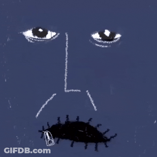 Mouth Shut Animated Face With Zipper Lips GIF