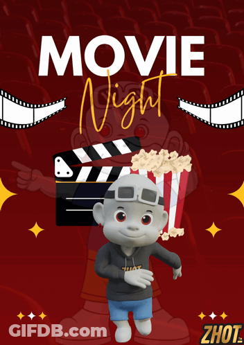Movie Night Poster With Cartoon Character GIF