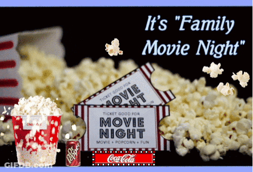 Movie Night Poster With Popcorn And Coca Cola GIF