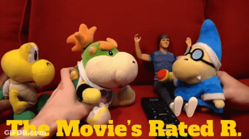 Movie Rated R On Red Couch GIF