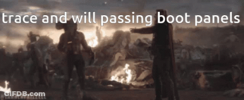 Movie Scene With Words Trace And Will Passing Boot Panels GIF