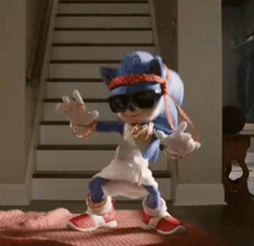 Movie Sonic The Hedgehog Putting Hands In The Air Dancing GIF