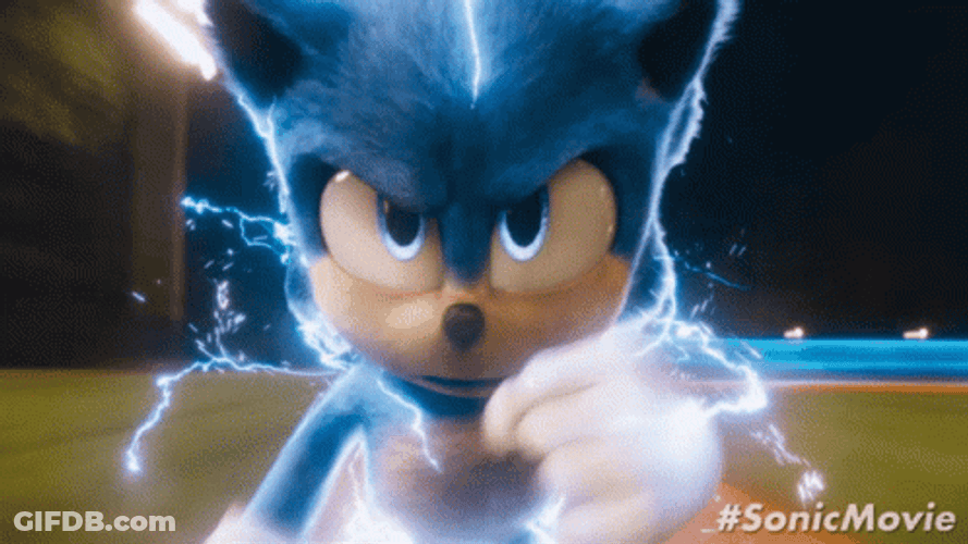 Movie Sonic The Hedgehog Running With Lightning GIF