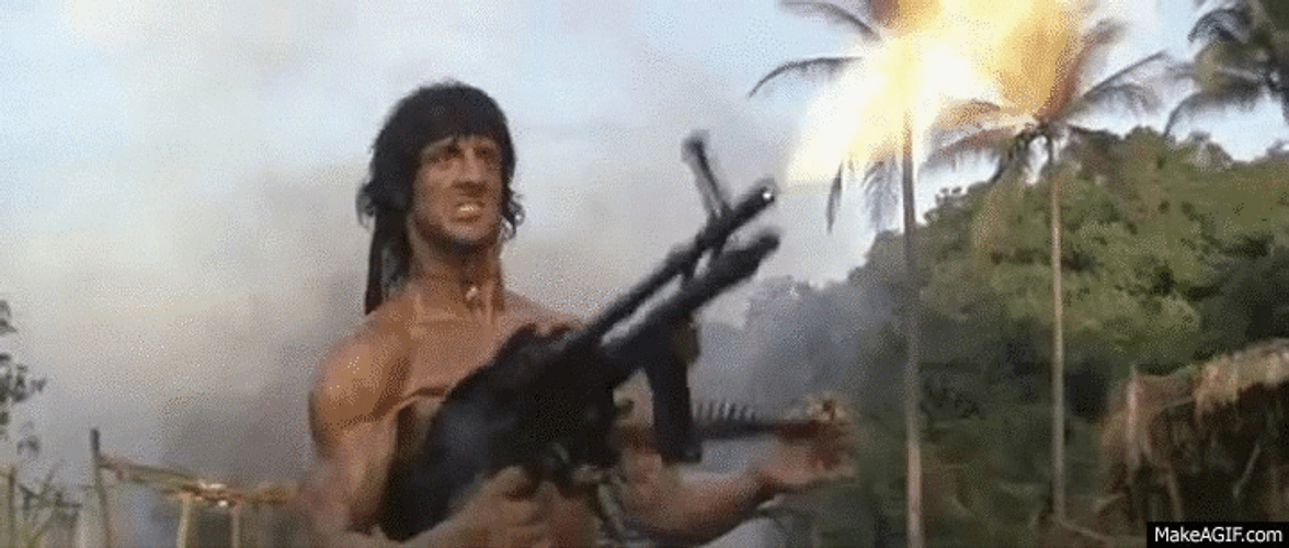 Movie Sylvester Stallone John Rambo Continuous Gun Fire GIF