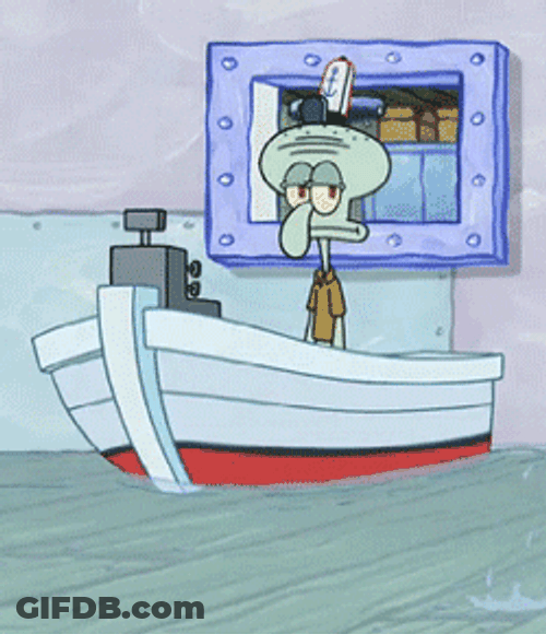 Moving Boat At Krusty Krab Carrying Squidward GIF