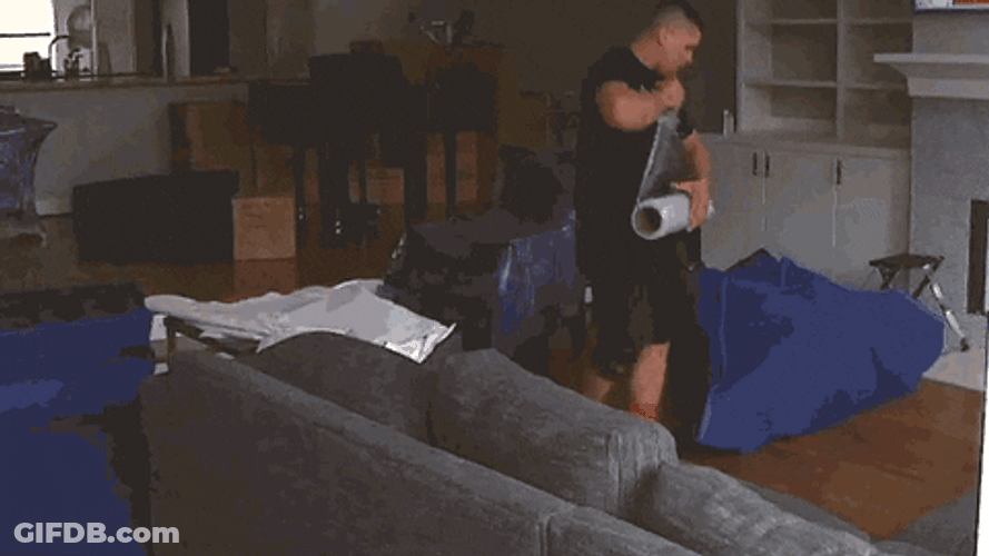 Moving Day 3 Men Movers Furniture Plastic Wrap GIF