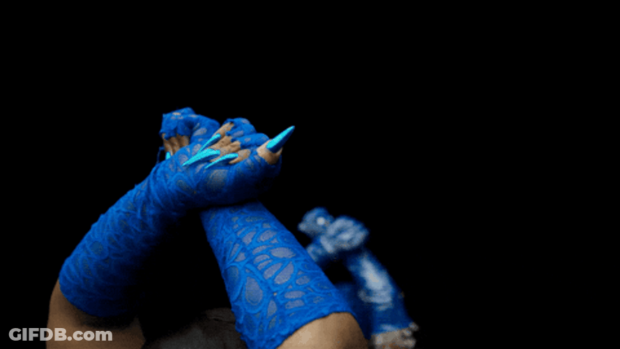 Moving Hands With Blue Paint GIF