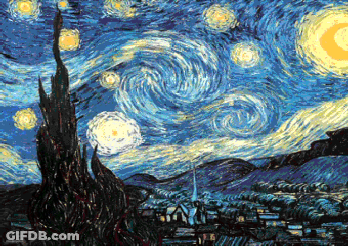 Moving Images Starry Night Painting GIF