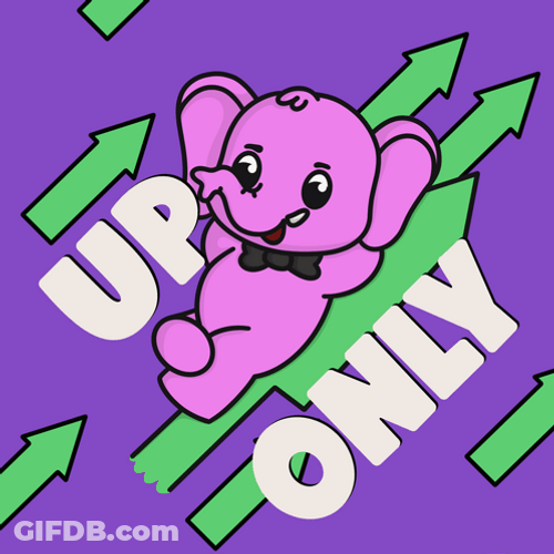 Moving On Up Only Cartoon Elephant GIF