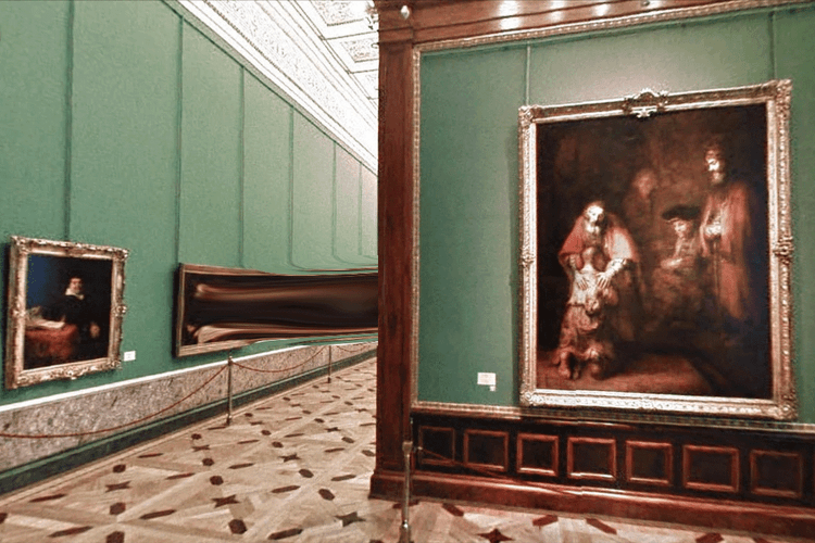Moving Paintings Inside Museum GIF