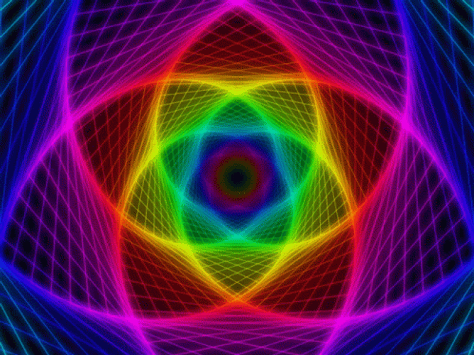 Moving Rainbow Flower Of Life GIF