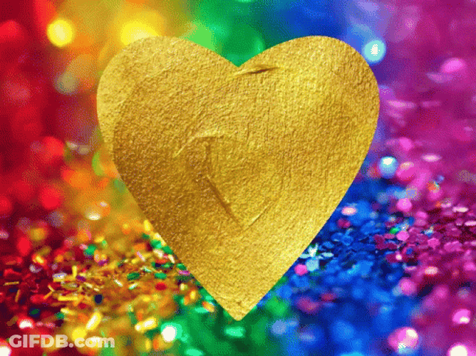 Moving Rainbow Glitter Heart GIF