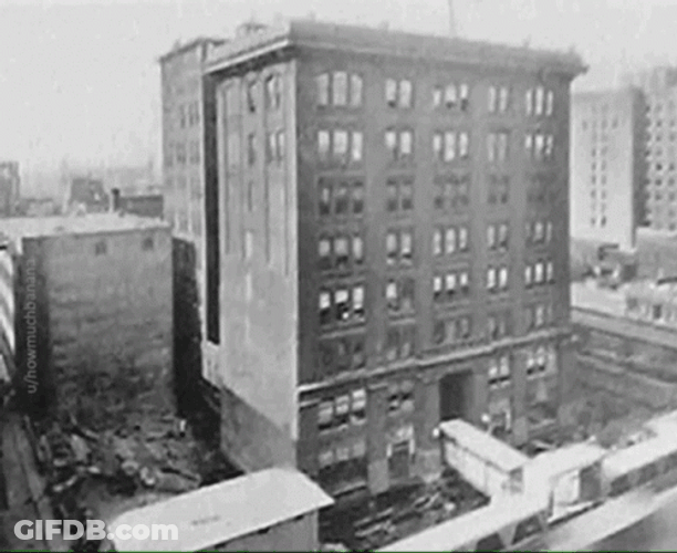 Moving Rotating Building Loop GIF