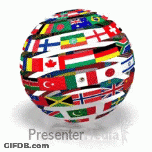 Moving Spinning Globe World Flag Animated GIF
