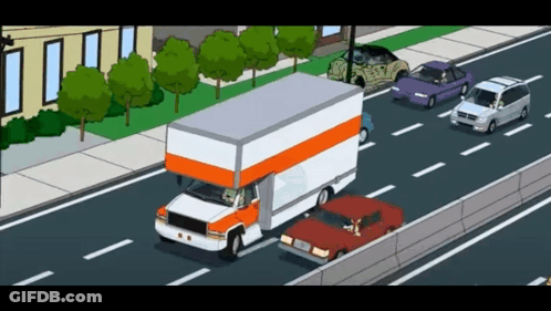 Moving Truck Driving Down Highway Cartoon GIF