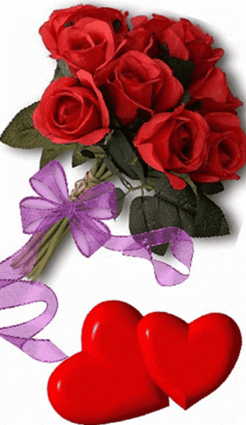 Moving Tumblr Flower With Two Hearts GIF