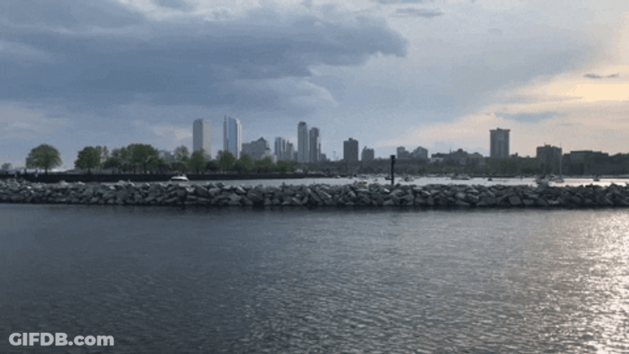 Moving Water By The City GIF