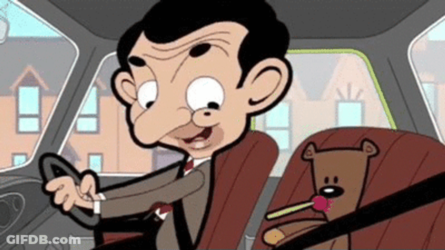 Mr. Bean Driving Car GIF
