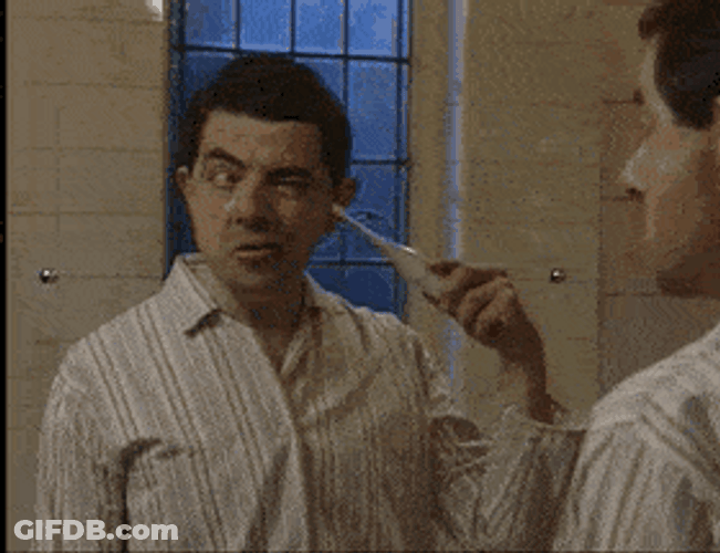 Mr. Bean Ear Brush GIF