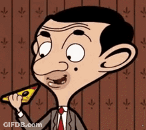 Mr. Bean Eating Pizza GIF