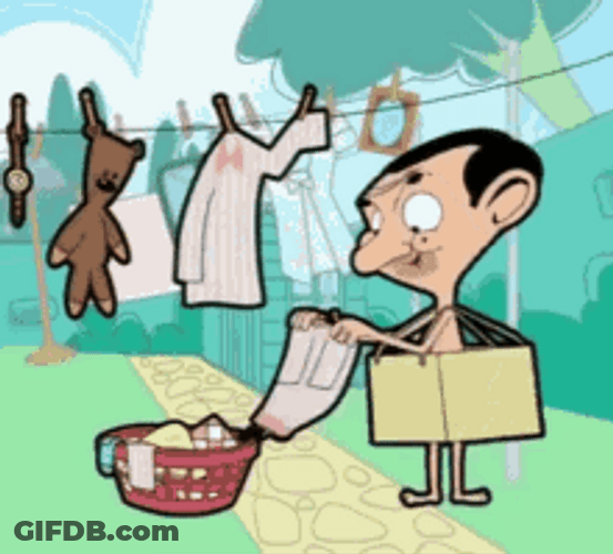 Mr. Bean Hangs Laundry GIF