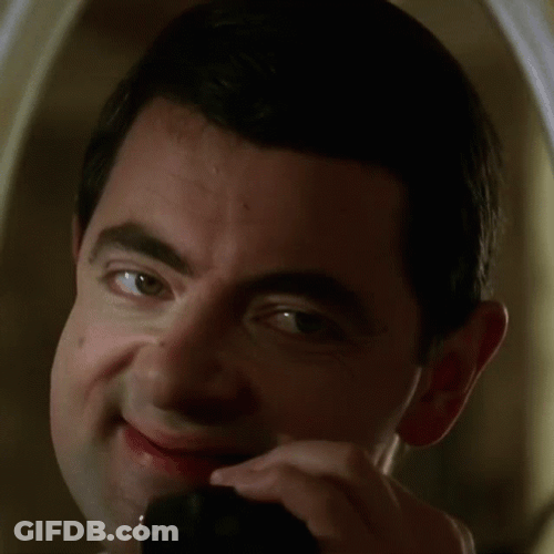 Mr Bean Licking The Razor After Shaving GIF