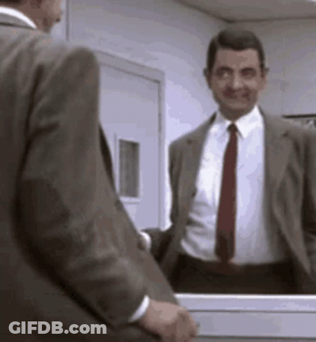 Mr Bean Looking In Mirror GIF