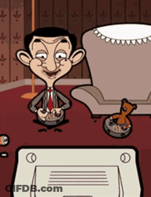 Mr. Bean Playing Video Games GIF