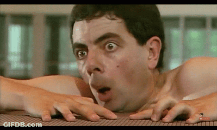 Mr Bean Pool Shivering GIF