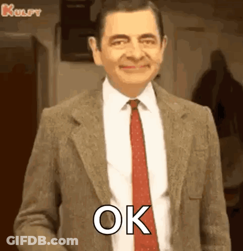 Mr Bean Smiling Saying Ok GIF