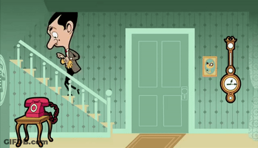 Mr. Bean Stairs GIF