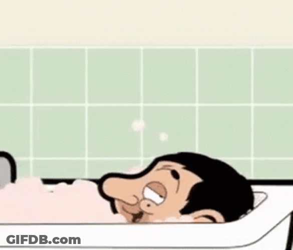 Mr. Bean Taking Bath GIF