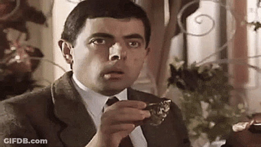 Mr Bean Waiting And Shocked GIF