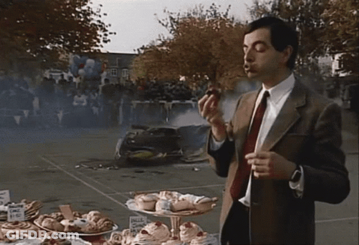 Mr Bean Waiting Car Crushed GIF