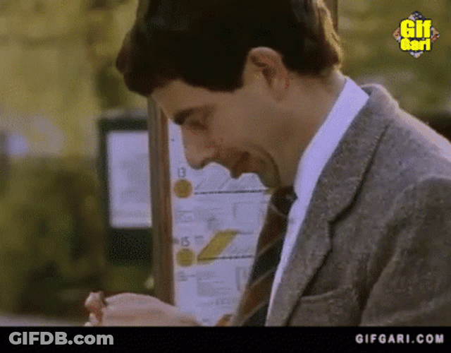 Mr Bean Waiting Eating GIF